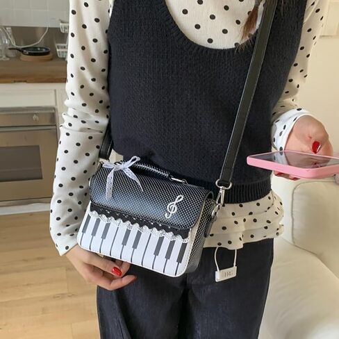 Y2K Jirai Kei Gyaru Piano Purse Women Polka Dot Handbags Shoulder Music Note Cute Bow Bags Cutecore Alt Accessories in Saudi Arabia