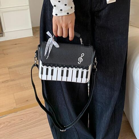 Y2K Jirai Kei Gyaru Piano Purse Women Polka Dot Handbags Shoulder Music Note Cute Bow Bags Cutecore Alt Accessories in Saudi Arabia