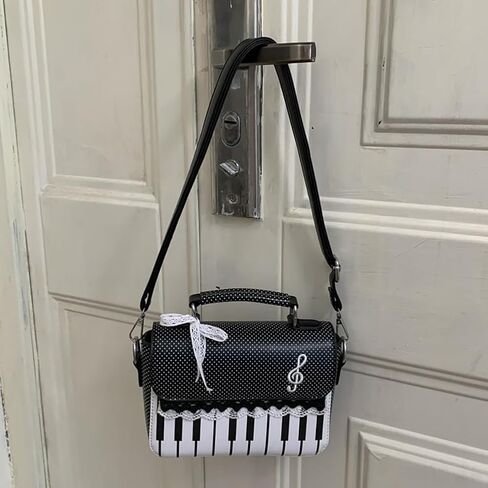 Y2K Jirai Kei Gyaru Piano Purse Women Polka Dot Handbags Shoulder Music Note Cute Bow Bags Cutecore Alt Accessories in Saudi Arabia