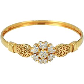 Chunky Gold Bangle Bracelet for Women, 18k Gold Plated Hollow Flower Cubic Zirconia Wrist Party Birthday Jewelry in Kuwait