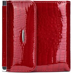 Women's Crocodile Small Print Wallet, Collapse Card Holder Small Bag Mini Coin Pocket Bag Simple, Fashionable With ID Window (Red) in Saudi Arabia