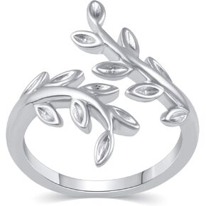 Olive Branch Leaf Wrap Ring in 925 Sterling Silver in Saudi Arabia