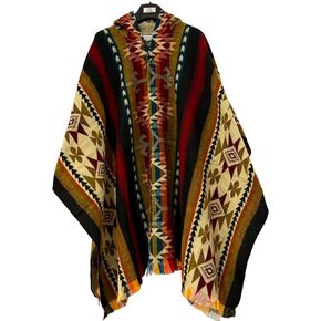 Gamboa Alpaca Wool Mexican Poncho with Hood for Men Hoodie Pancho Mens Western Hooded Serape in Saudi Arabia