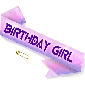 Purple Gradient K-pop Birthday Girl Sash for Girls - Music Theme Birthday Party Decorations, K-pop Birthday Outfit Accessory, Photo Booth Props in Saudi Arabia