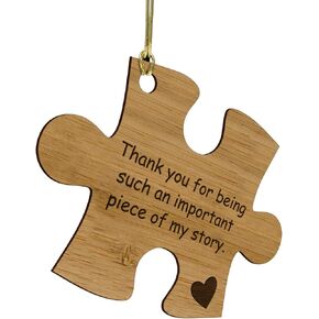 Thank You for Being a Piece of My Story Bamboo Wood Ornament Cut in the Shape of a Puzzle Piece - These Make Good Gifts for Teachers, Leaders, and Mentors-Can be Written On with Permanent Marker in Saudi Arabia