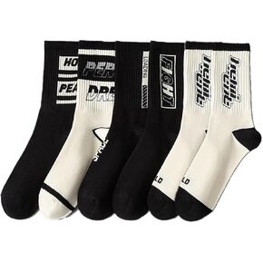 6 Pairs Men's Trendy Mid-Calf Socks - Breathable Cotton for Spring & Autumn, Comfort Fit, Casual Style in Saudi Arabia