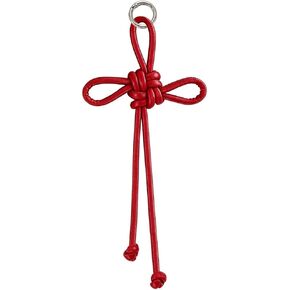 Vintage Red Chinese Knot Keychain Cute Handmade Woven PU Leather Ruyi Knot Bag Charm Pendant Braided Rope Lucky Knots Womens Keychain Charms Aesthetic Purse Charms for Handbags Backpacks Decoration in Kuwait