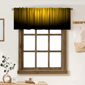 Gold and Black Valance Curtain Ombre Bright Dark Funny Abstract Cool Oriental Gradient Rod Pocket Valance 1 Panel Short Curtains for Kitchen Living Room Bedroom Decor 54 x 18 in in Kuwait