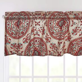 Tache Beige Tan Burgundy Bohemian Boho Chic Medallion Mandala Boteh Paisley Window Valance, 18x52 in Saudi Arabia