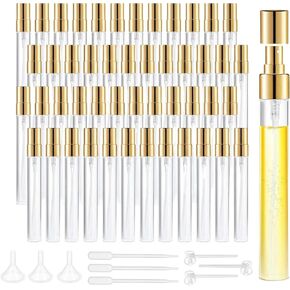 50Pcs 10ml Mini Spray Bottles, Empty Clear Glass Mist Spray Bottle Refillable Mini Perfume Atomizer Travel Sample Bottle Lids Fine Mist Perfume Atomizer Makeup Container in Saudi Arabia