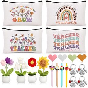 Fayoo 20 Pcs Teacher Appreciation Gifts Bulk-4 Pack Thank You Teacher Gifts with Comestic Bags Keychains Pens Crochet Flowers for Graduation Birthday End of Year Teacher Appreciation Week in Saudi Arabia