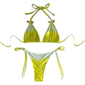 SweatyRocks Women's 2 Piece Triangle Bikini Sets Braided Strappy Bathing Suit Side Tie Swimsuits in Saudi Arabia