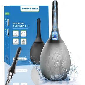 Douches for Men Enema Bulb - Anal Douche Anti-Backflow & Leakproof, Flexible Silicone Tube, 7 Spouts, Shower-Connected, Portable Douche for Travel and Home 8.3oz, （Black） in Saudi Arabia