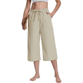 YLDUJ AMUM Womens Capri Pants High Waisted Loose Casual Lounge Pant with Pockets in Saudi Arabia