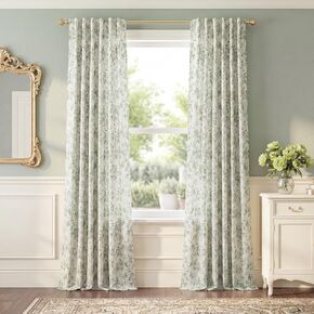StangH Cottagecore Sage Green Floral Curtains for Bedroom, Vintage Peony Print Linen Textured Light Filtering Window Drapes, French Country Style Aesthetic Room Decor, W52 x L84, 2 Panels in Saudi Arabia