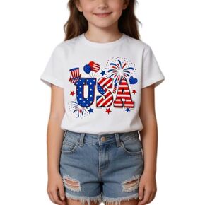 Grils Boys 4th of July Shirt USA Shirt American Flag Shirt Fourth of July Shirts Independence Day Patriotic Tees Tops in Saudi Arabia