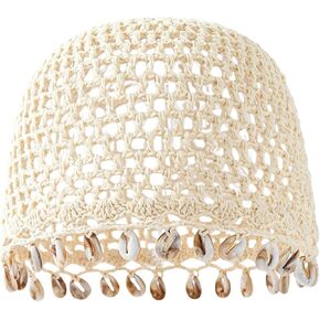 Women's Bohemian Crochet Hat with Shell, Summer Handmade Beanie Cap for Beach Vacation Festival in Saudi Arabia