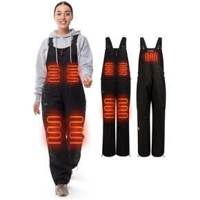 HENNCHEE Heated Insulated Bib Overalls for Women with 16000mAh Power Bank, Outdoor Snow bibs Warm Skiing Snowboard Pants in Saudi Arabia