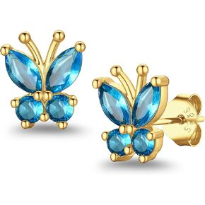 Suplight Butterfly Stud Earrings 925 Sterling Silver 14K Gold Brithstone Earrings for Women Brithstone Jewelry Gifts in Saudi Arabia