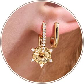 JINEAR 2 Pair Gold Hoop Earrings for Women 14K Gold Plated Huggie Earrings Sets for Women Hypoallergenic Waterproof Different Style Hoops Earring Fasion Jewelry Gifts in Saudi Arabia