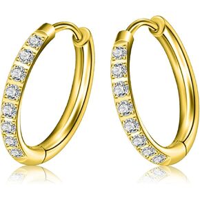 Implant Grade ASTM F136 Titanium Hoop Earrings 20G/22G, Hypoallergenic Huggie Hoops with Spark CZ for Women Men, 8/10/12mm, Sold as a Pair, 5 colors in Kuwait