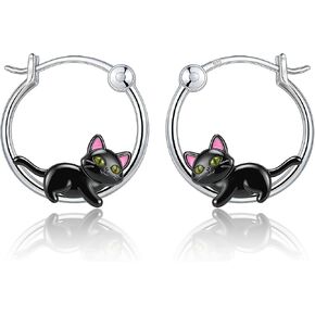925 Sterling Silver Animal Hoop Earrings Collection, Capybara/Sloth/Pug/Cat/Frog/Snake/Fox/Dragon Designs, Hypoallergenic Small Hoops for Women, Cute Pet - Themed Jewelry in Saudi Arabia