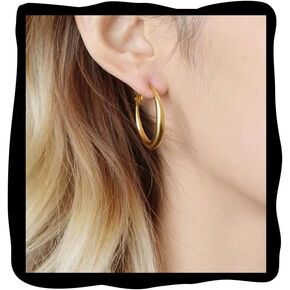 Gold Hoop Earrings for Women Luxury Matte Large Hoops Earring Gold-Plated Hoops with S925 Silver Pins Chunky Delicate Earrings Elegant Thick Circle Earring Classic Statement Ear Jewelry 30/40/50mm in Saudi Arabia