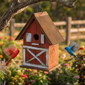 Bird House Wooden Carved Floral Birdhouse with Hanging,White Hanging Bird House for Outside in Saudi Arabia