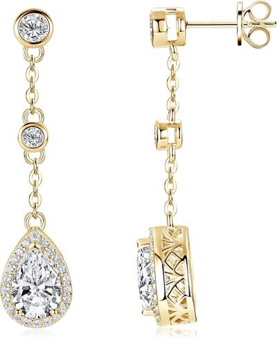 Pear Moissanite Drop Stud Earrings, 3.0cttw D Color 6x9mm Pear Cut Moissanite, 925 Sterling Silver Drop Earrings for Women Birthday Jewelry Gifts in Kuwait