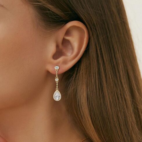 Pear Moissanite Drop Stud Earrings, 3.0cttw D Color 6x9mm Pear Cut Moissanite, 925 Sterling Silver Drop Earrings for Women Birthday Jewelry Gifts in Kuwait