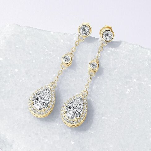 Pear Moissanite Drop Stud Earrings, 3.0cttw D Color 6x9mm Pear Cut Moissanite, 925 Sterling Silver Drop Earrings for Women Birthday Jewelry Gifts in Kuwait