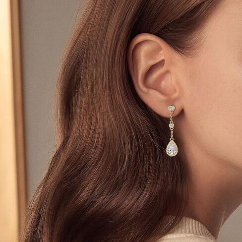 Pear Moissanite Drop Stud Earrings, 3.0cttw D Color 6x9mm Pear Cut Moissanite, 925 Sterling Silver Drop Earrings for Women Birthday Jewelry Gifts in Kuwait