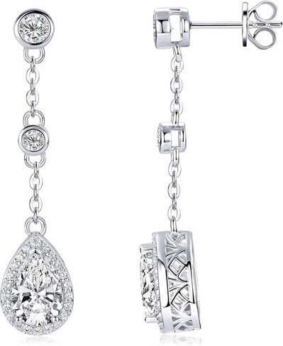 Pear Moissanite Drop Stud Earrings, 3.0cttw D Color 6x9mm Pear Cut Moissanite, 925 Sterling Silver Drop Earrings for Women Birthday Jewelry Gifts in Kuwait