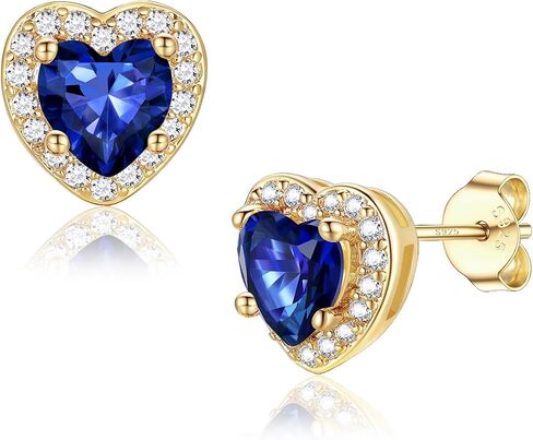 Silvora Birthstone Earrings for Women Hypoallergenic 925 Sterling Silver Heart/Ronud/Square/Pear Stud Earrings With Cubic Zirconia, 12-Months Gemstone Jewelry with Gift Box in Kuwait