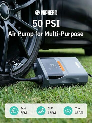 Niphean Paddle Board Pump with (Build-in Battery), 50 PSI Air Inflator for Car Tires, Paddle Board, Mattress, Portable Tire Inflator with Storage Bag, Auto-Off Air Pump for Inflatables&Deflation in Kuwait