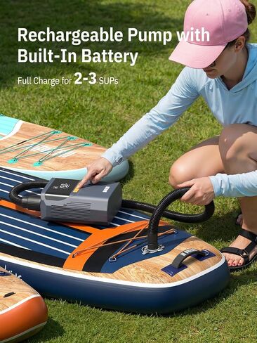 Niphean Paddle Board Pump with (Build-in Battery), 50 PSI Air Inflator for Car Tires, Paddle Board, Mattress, Portable Tire Inflator with Storage Bag, Auto-Off Air Pump for Inflatables&Deflation in Kuwait