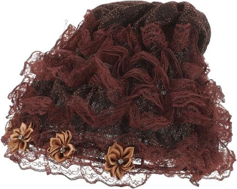 LIFKOME Fashionable Lace Turban Hat for Women Elegant Beanie with Floral Design Comfortable Fabric Lightweight and Stylish Accessory for Any Outfit Coffee in Kuwait