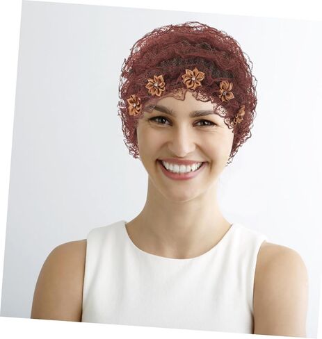LIFKOME Fashionable Lace Turban Hat for Women Elegant Beanie with Floral Design Comfortable Fabric Lightweight and Stylish Accessory for Any Outfit Coffee in Kuwait