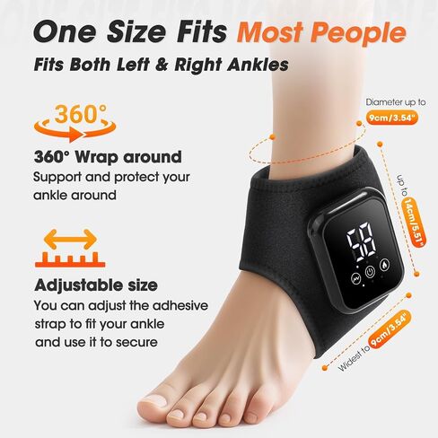 MOAJAZA Cordless Ankle Heating Pads, Ankle Massager with Heat, Foot Massager for Neuropathy, Rechargeable Heated Ankle Wrap with 3 Heating and Vibration Modes, Auto Shut-Off in Saudi Arabia