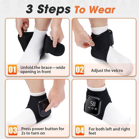 MOAJAZA Cordless Ankle Heating Pads, Ankle Massager with Heat, Foot Massager for Neuropathy, Rechargeable Heated Ankle Wrap with 3 Heating and Vibration Modes, Auto Shut-Off in Saudi Arabia