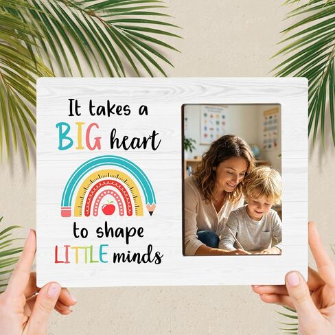 Teacher Appreciation Wooden Picture Frame Gifts for Teacher, It Takes a Big Heart, Thank You Gifts for for 2026 Kindergarden Preschool Graduation Decorations, Fits 4x6 Photo Frame in Kuwait