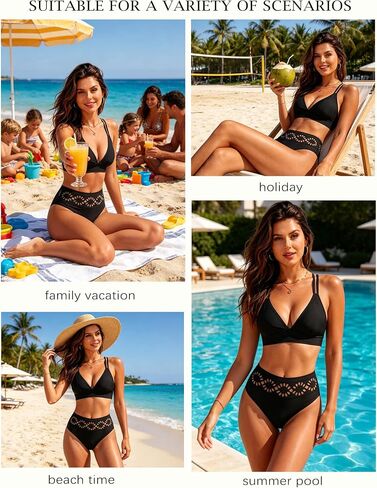 DaiLiWei High Waisted Bikini Sets for Women Two Piece Swimsuit Tummy Control Bathing Suits V Neck Triangle Top Swimwear 2026 in Saudi Arabia