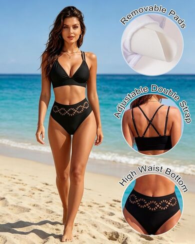 DaiLiWei High Waisted Bikini Sets for Women Two Piece Swimsuit Tummy Control Bathing Suits V Neck Triangle Top Swimwear 2026 in Saudi Arabia