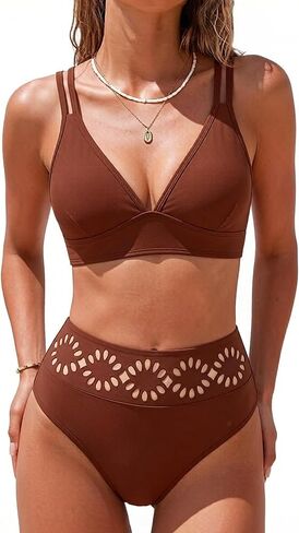 DaiLiWei High Waisted Bikini Sets for Women Two Piece Swimsuit Tummy Control Bathing Suits V Neck Triangle Top Swimwear 2026 in Saudi Arabia
