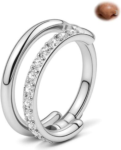 G23 Titanium Cartilage Earring Hoop Conch Piercing Jewelry 16G CZ Double Hoop Nose Ring Hinged Clicker Septum Rings for Women Men in Kuwait