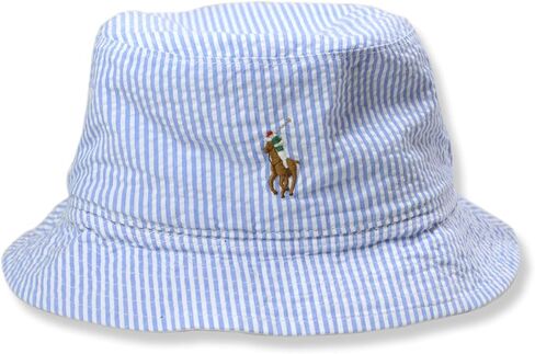 POLO RALPH LAUREN Mens Reversible Seersucker Cotton Bucket Hat Cap, in Kuwait