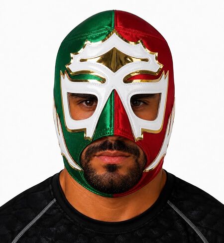 Escobar SOBERANO JR Multicolor Red/Green Lucha Libre Wrestling Mask Costume Wear, Adult (One Size) in Saudi Arabia
