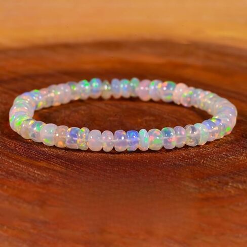 Natural Ethiopian Opal Bracelet – Stretchable Elastic Cord Jewelry for Menopause, Helps Maintain Emotional Balance in Kuwait