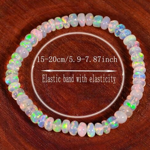 Natural Ethiopian Opal Bracelet – Stretchable Elastic Cord Jewelry for Menopause, Helps Maintain Emotional Balance in Kuwait