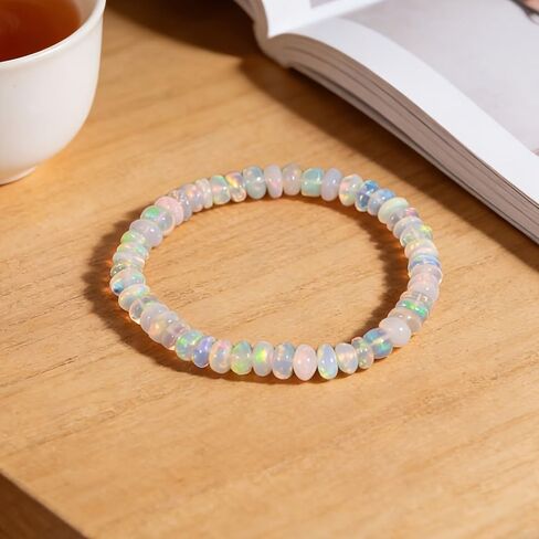 Natural Ethiopian Opal Bracelet – Stretchable Elastic Cord Jewelry for Menopause, Helps Maintain Emotional Balance in Kuwait